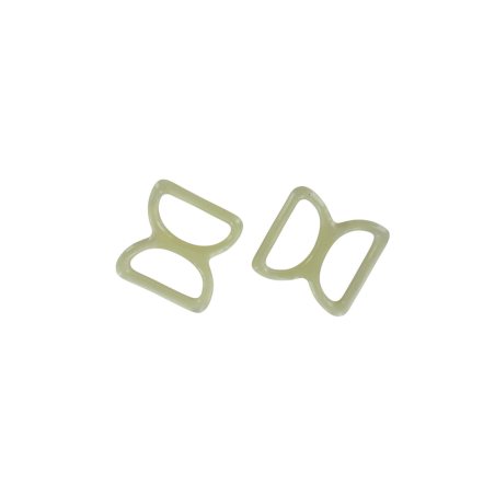 doubles anneaux demi-ronds en plastique - beige - 20mm - Cuir en stock