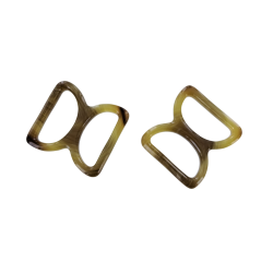 doubles anneaux demi-ronds en plastique - marron - 20mm - Cuir en stock