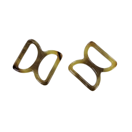 doubles anneaux demi-ronds en plastique - marron - 20mm - Cuir en stock