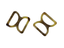doubles anneaux demi-ronds en plastique - marron - 20mm - Cuir en stock