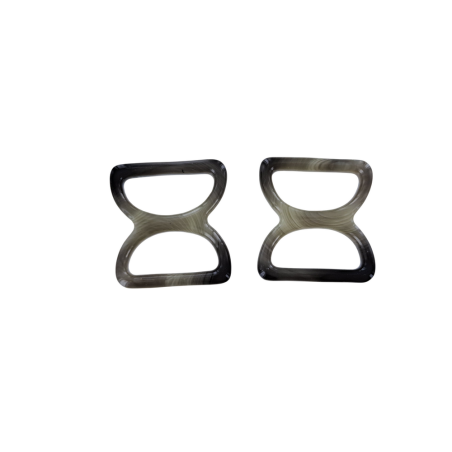 doubles anneaux demi-ronds en plastique - gris foncé - 20mm - Cuir en stock