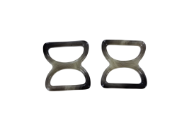 doubles anneaux demi-ronds en plastique - gris foncé - 20mm - Cuir en stock