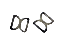 doubles anneaux demi-ronds en plastique - gris foncé - 20mm - Cuir en stock