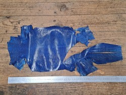 Lot de 2 peaux de cuir de lézard - D - Caramel/Bleu électrique