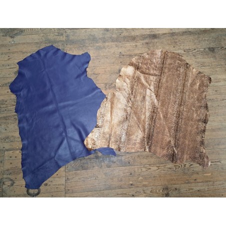 Lot de 2 peaux de cuir de mouton et de chèvre - A - Cuir en Stock