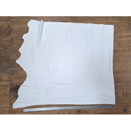 Grand morceau de cuir de veau grainé - Blanc - Cuir en Stock