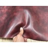 Demi-peau de cuir de veau BOX lisse - tannage ferme - nuancé effet tamponné - bordeaux mat - Cuir en Stock