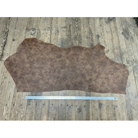 Demi-peau de cuir de veau BOX lisse - tannage ferme - nuancé effet tamponné - beige mat - Cuir en Stock