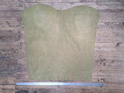 Peau de veau velours kaki - petits grains - paillettes - maroquinerie - cuir en stock