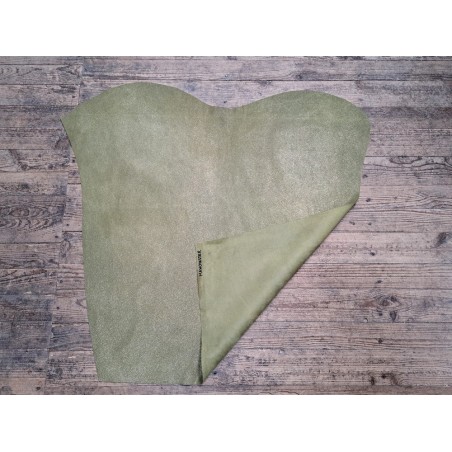 Peau de veau velours kaki - petits grains - paillettes - maroquinerie - cuirenstock