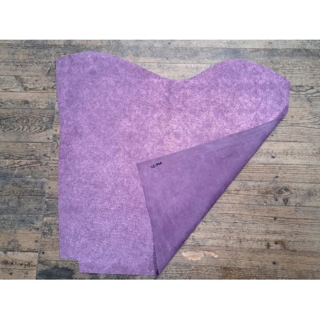 Peau de veau velours lila - arlequin - paillettes - maroquinerie - cuir en stock