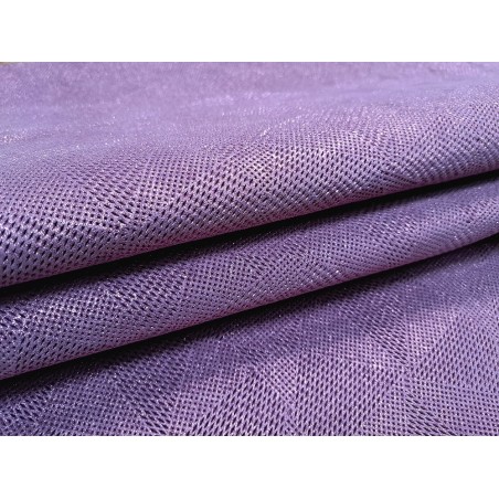 Peau de veau velours lila - arlequin - paillettes - maroquinerie - cuir en stock