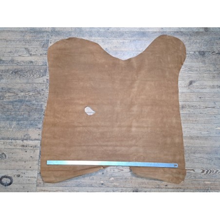 Peau de veau velours - brun tabac- maroquinerie - ameublement - Cuir en stock