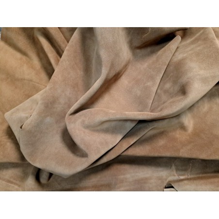 Peau de veau velours - brun tabac- maroquinerie - ameublement - Cuir en Stock
