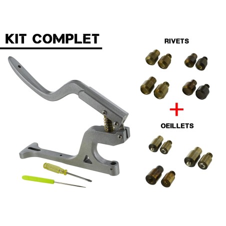 Kit complet - Pince presse d'établi + matrices pour pose d'accessoires - Rivets et Œillets - Cuir en Stock