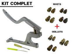 Kit complet - Pince presse d'établi + matrices pour pose d'accessoires - Rivets et Œillets - Cuir en Stock