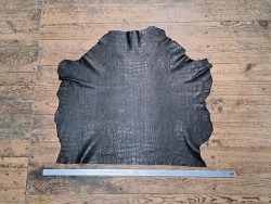 peau de cuir de mouton - crocodile - noir - maroquinerie - Cuir en stock