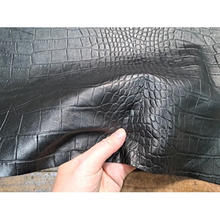 peau de cuir de mouton - crocodile - noir - maroquinerie - Cuirenstock