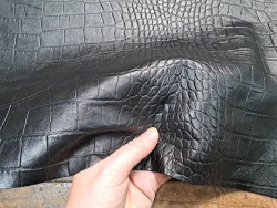 peau de cuir de mouton - crocodile - noir - maroquinerie - Cuirenstock