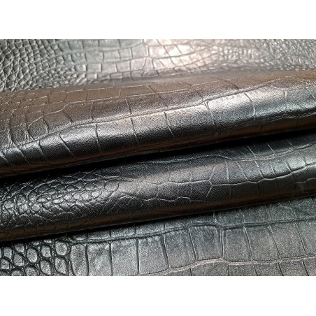 peau de cuir de mouton - crocodile - noir - maroquinerie - cuirenstock