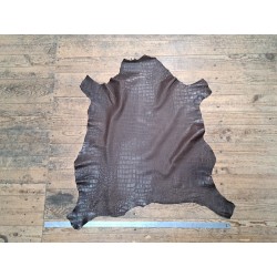 peau de cuir de mouton - crocodile - marron - maroquinerie - Cuir en stock