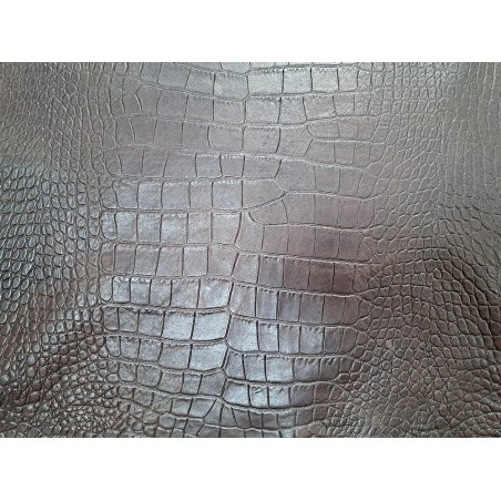 peau de cuir de mouton - crocodile - marron - maroquinerie - cuir en stock