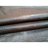 peau de cuir de mouton - crocodile - marron - maroquinerie - Cuir en stock