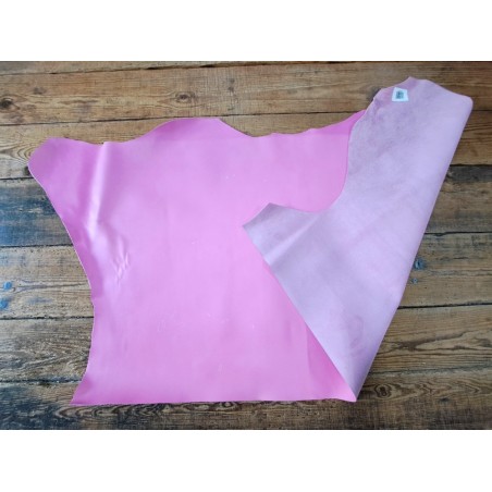 Demi-peau de cuir de vachette grainée - Rose - Cuir en Stock