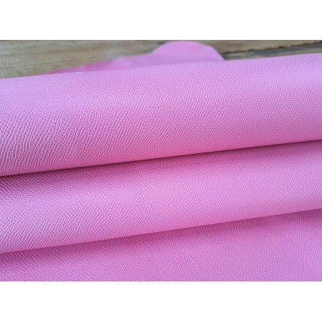 Demi-peau de cuir de vachette grainée - Rose - Cuir en Stock