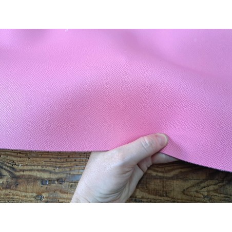 Demi-peau de cuir de vachette grainée - Rose - Cuir en Stock
