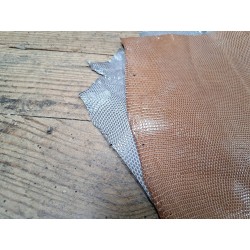 Lot de 2 peaux de cuir de lézard - C - Gris clair/Brun clair