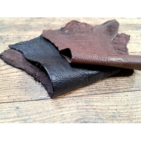 Lot de 2 pattes d'autruche - A - Marron/Noir - Cuir en Stock