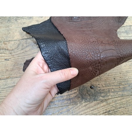 Lot de 2 pattes d'autruche - A - Marron/Noir - Cuir en Stock
