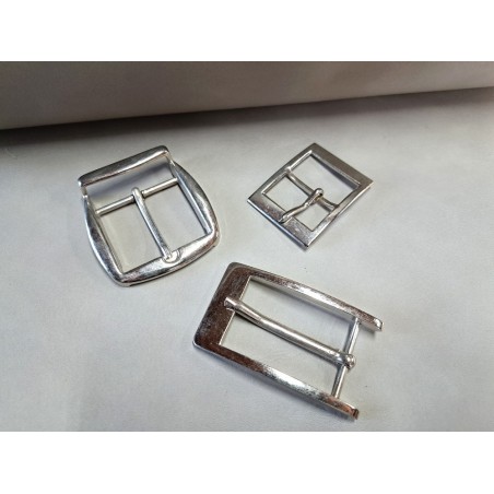 LOT de 3 boucles de ceinture - C - Nickelé - 30mm / 40mm