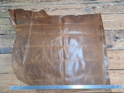 Demi-peau de cuir de vachette pullup ciré - Brun - B