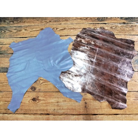 Lot de 2 peaux de cuir d'agneau et de chèvre - Bonnes affaires