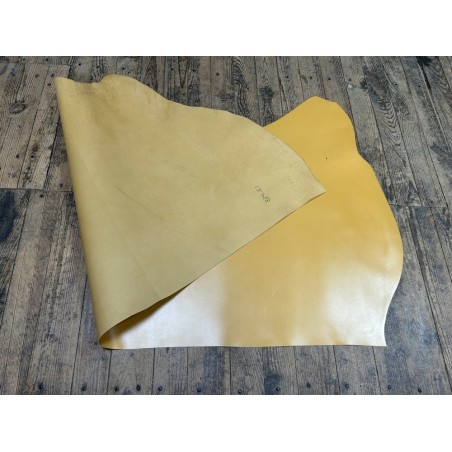 Demi-peau de cuir de veau BOX lisse - tannage ferme - jaune - Cuir en Stock