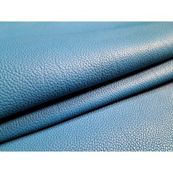 Grand morceau de cuir de taurillon - gros grain - couleur bleu océan - cuirenstock