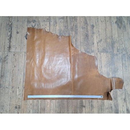 Demi-peau de cuir de vachette pull up ciré brun Cuir en Stock