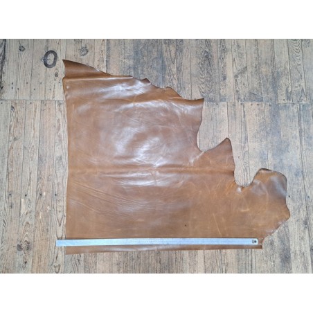 Demi-peau de cuir de vachette pull up ciré brun Cuir en Stock