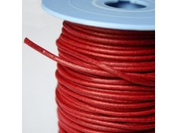 Lacet de cuir rond rouge - bijou ou accessoire - Cuir en stock