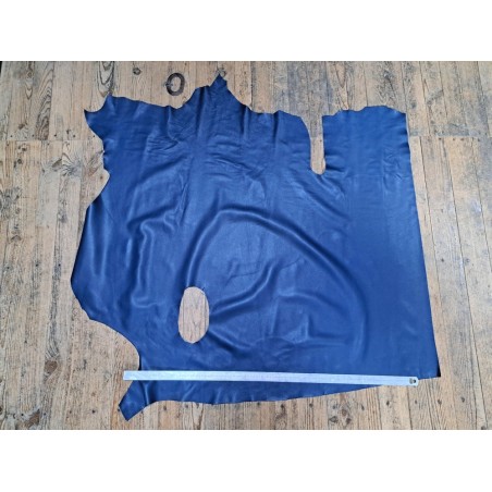 Demi-peau de cuir de taurillon - Bleu canard - Cuir en Stock