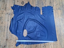 Demi-peau de cuir de taurillon - Bleu canard - Cuir en Stock