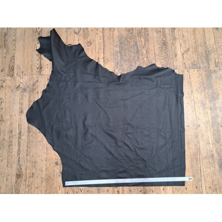 Demi-peau de cuir de vache grainé - Noir mat - B - Cuir en Stock