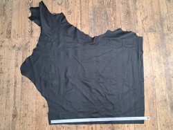Demi-peau de cuir de vache grainé - Noir mat - B - Cuir en Stock