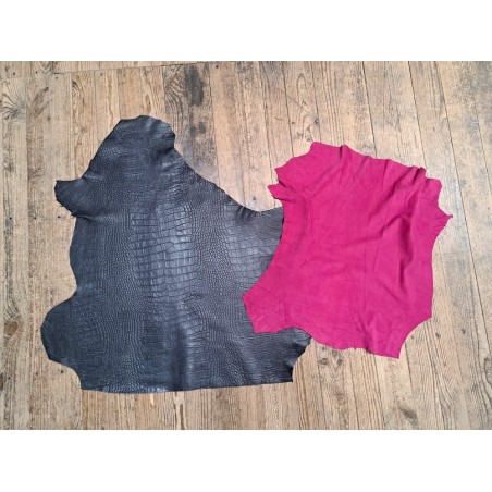Lot de 2 peaux uniques - Cuir d'agneau et de mouton -E- Cuirenstock