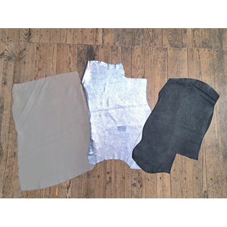 Lot de 3 peaux de cuir stretch - Cuir en Stock