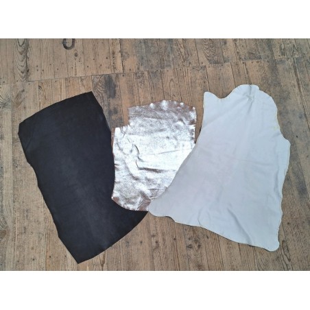 Lot de 3 peaux de cuir stretch - Cuir en Stock