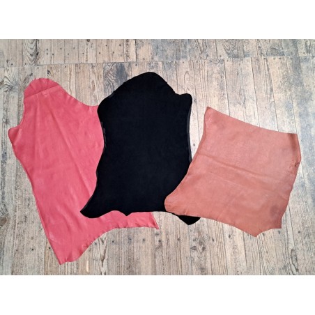 Lot de 3 peaux de cuir stretch - Cuir en Stock