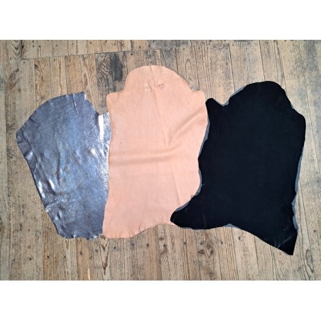 Lot de 3 peaux de cuir stretch - Cuir en Stock